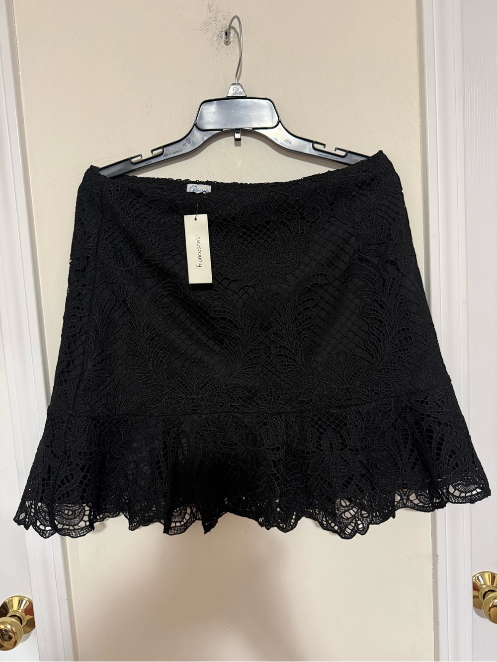 Francesca's Collections Black Lace Flared Skater Skirt